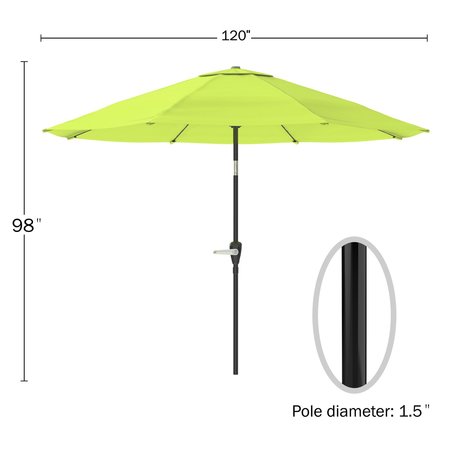 Alaterre Furniture 6 Piece Set, Okemo Table with 4 Chairs, 10-Foot Auto Tilt Umbrella Lime Green ANOK01RD04S4